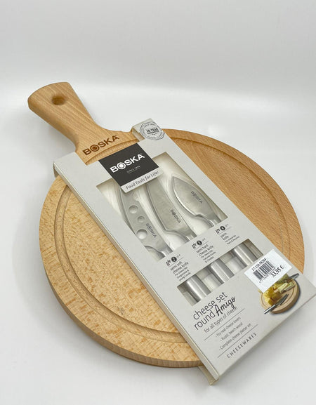 TABLA REDONDA +CUCHILLOS PARA QUESO